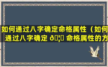 如何通过八字确定命格属性（如何通过八字确定 🦅 命格属性的方法）